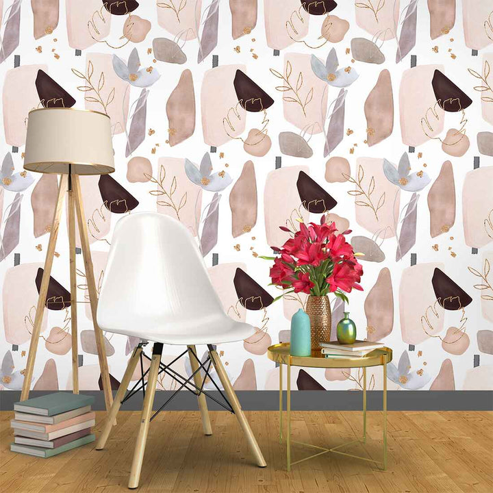 Light Matte Wallpaper with Brown and Beige Watercolor Wallpaper For Living Room decor