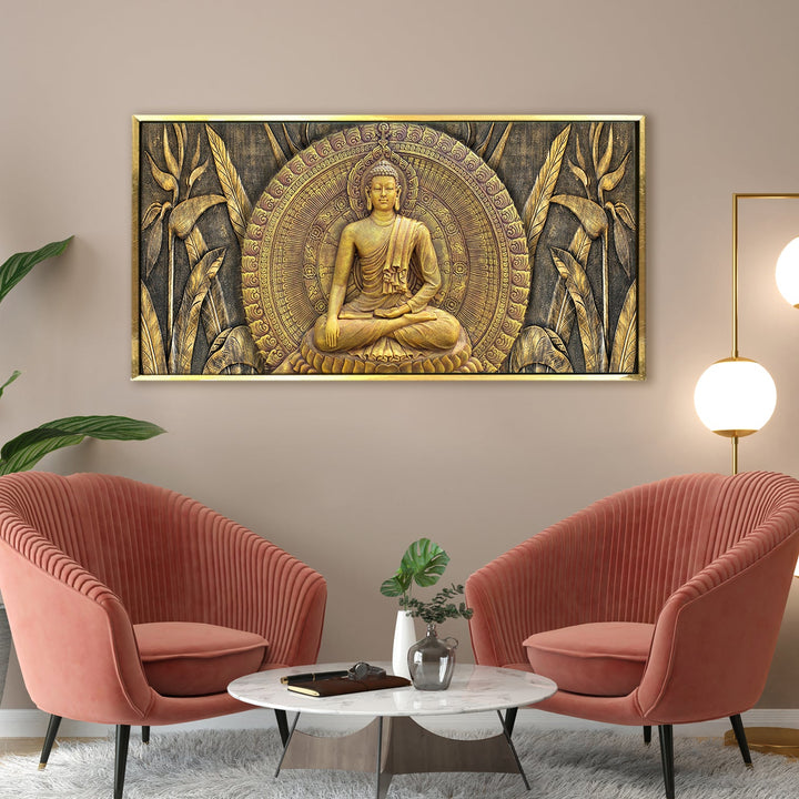 Lord Buddha Canvas Painting For Home Decor, Office walls and Hotels, Resorts Wall Decoration 24 inch x 48 inch (BDWA08)