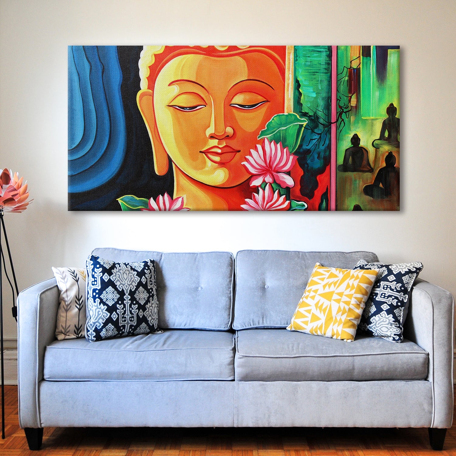 Lord Buddha Canvas Painting For Home Decor, Office walls and Hotels, Resorts Wall Decoration 24 inch x 48 inch (BDWA08)