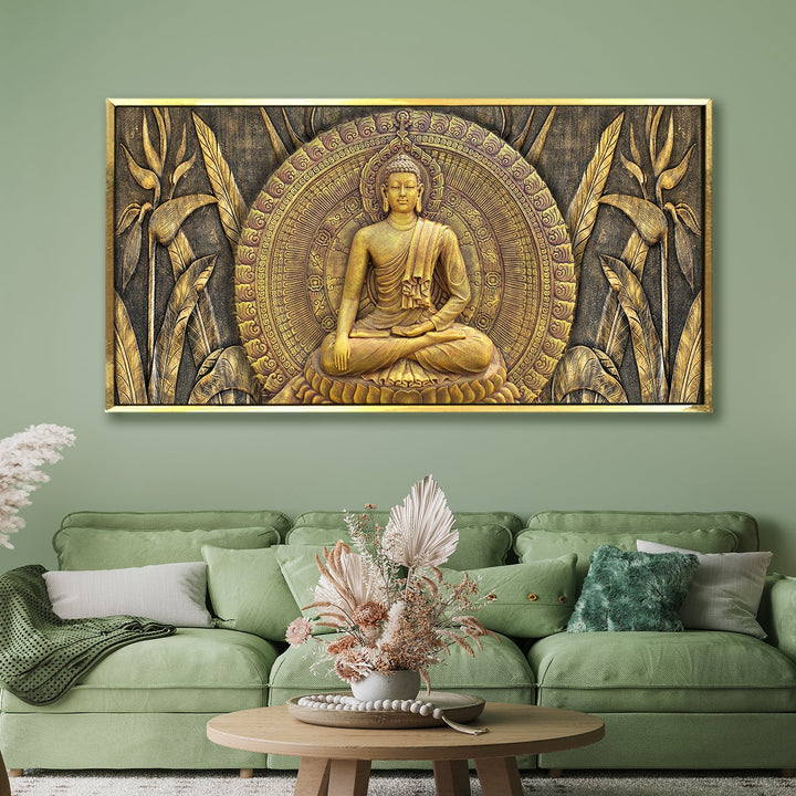 Lord Buddha Canvas Painting For Home Decor, Office walls and Hotels, Resorts Wall Decoration 24 inch x 48 inch (BDWA08)