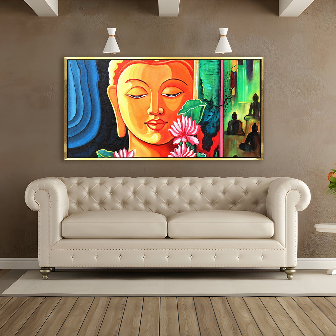 Serene Retreat: Lord Buddha Wall Art Paintings for Bedroom Decor ...