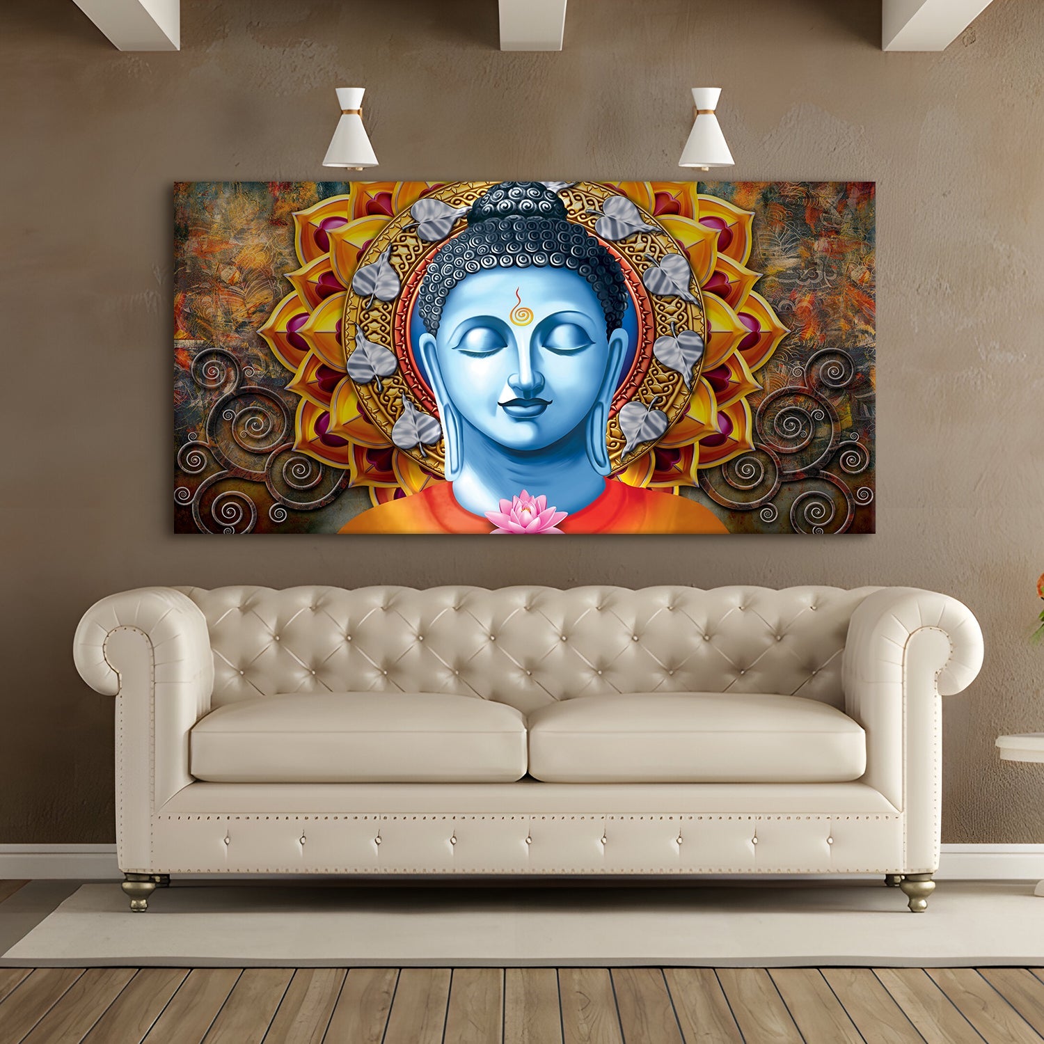 Lord Buddha Canvas Painting For Home Decor, Office walls and Hotels, Resorts Wall Decoration 24 inch x 48 inch (BDWA09)