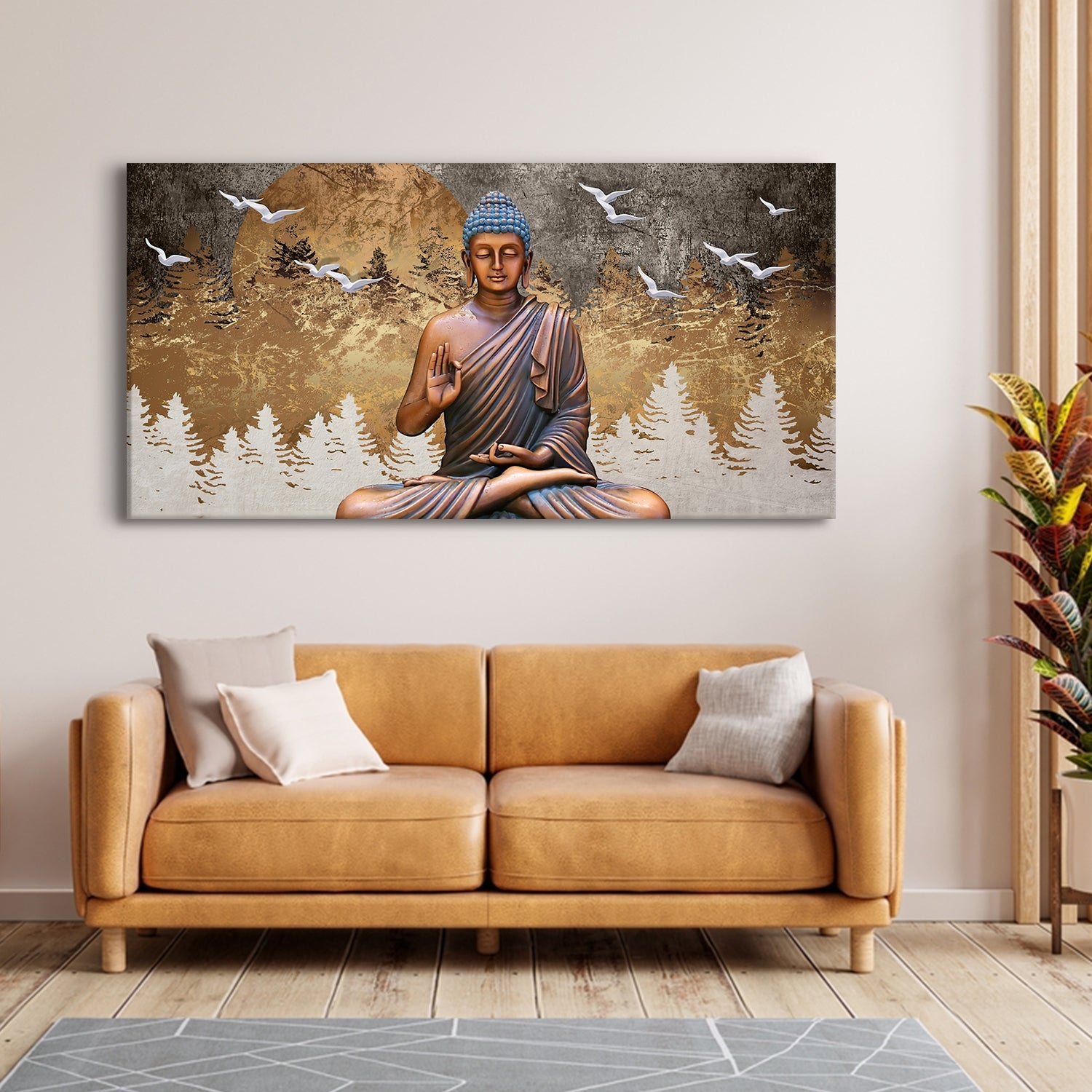 Lord Buddha Canvas Painting For Home Decor, Office walls and Hotels, Resorts Wall Decoration 24 inch x 48 inch (BDWA11)