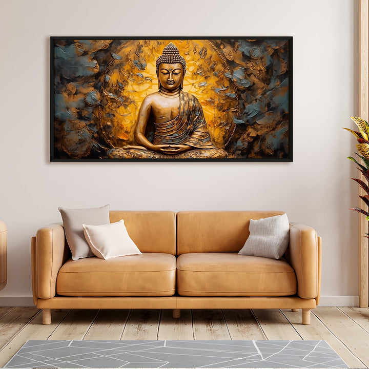 Lord Buddha Canvas Painting For Home Decor, Office walls and Hotels, Resorts Wall Decoration 24 inch x 48 inch (BDWA14)