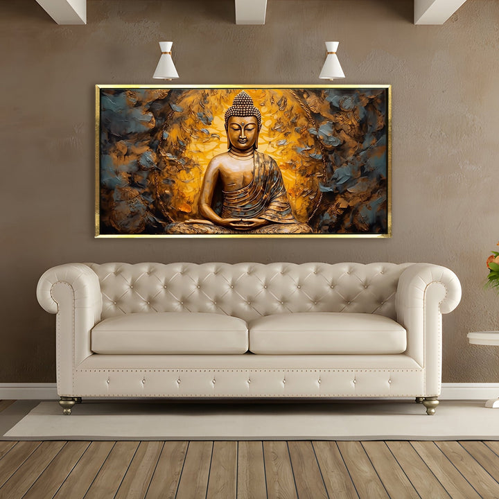 Lord Buddha Canvas Painting For Home Decor, Office walls and Hotels, Resorts Wall Decoration 24 inch x 48 inch (BDWA14)