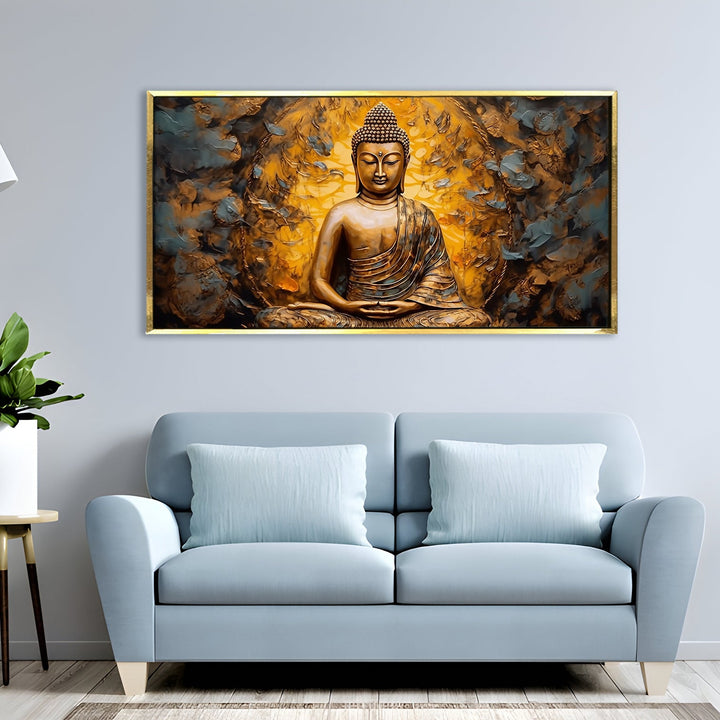 Lord Buddha Canvas Painting For Home Decor, Office walls and Hotels, Resorts Wall Decoration 24 inch x 48 inch (BDWA14)