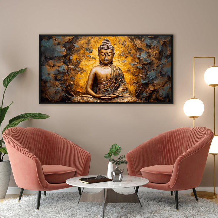 Lord Buddha Canvas Painting For Home Decor, Office walls and Hotels, Resorts Wall Decoration 24 inch x 48 inch (BDWA14)
