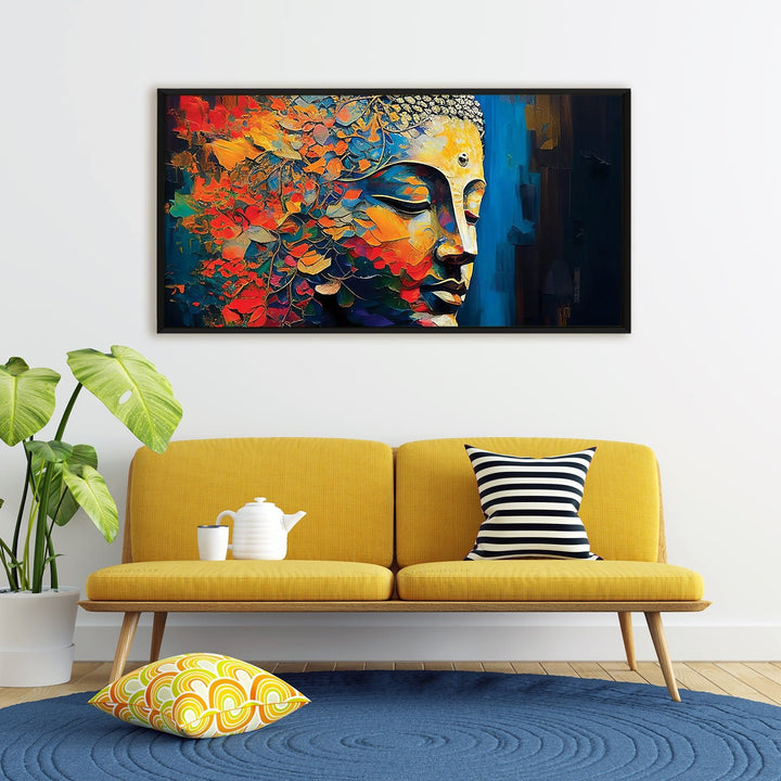 Lord Buddha Canvas Painting For Home Decor, Office walls and Hotels, Resorts Wall Decoration 24 inch x 48 inch (BDWA17)
