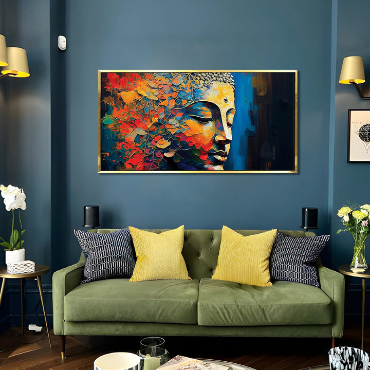 Lord Buddha Canvas Painting For Home Decor, Office walls and Hotels, Resorts Wall Decoration 24 inch x 48 inch (BDWA17)