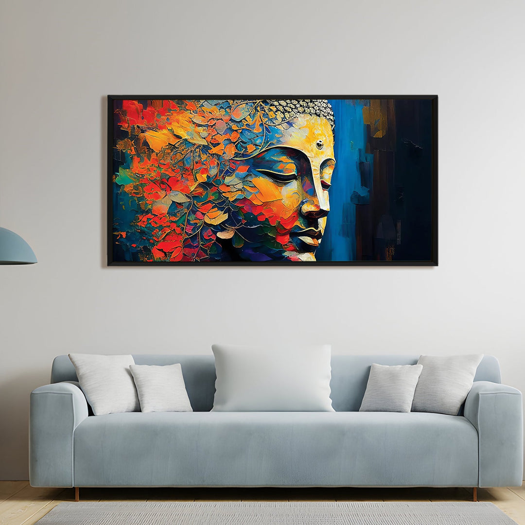 Lord Buddha Canvas Painting For Home Decor, Office walls and Hotels, Resorts Wall Decoration 24 inch x 48 inch (BDWA17)