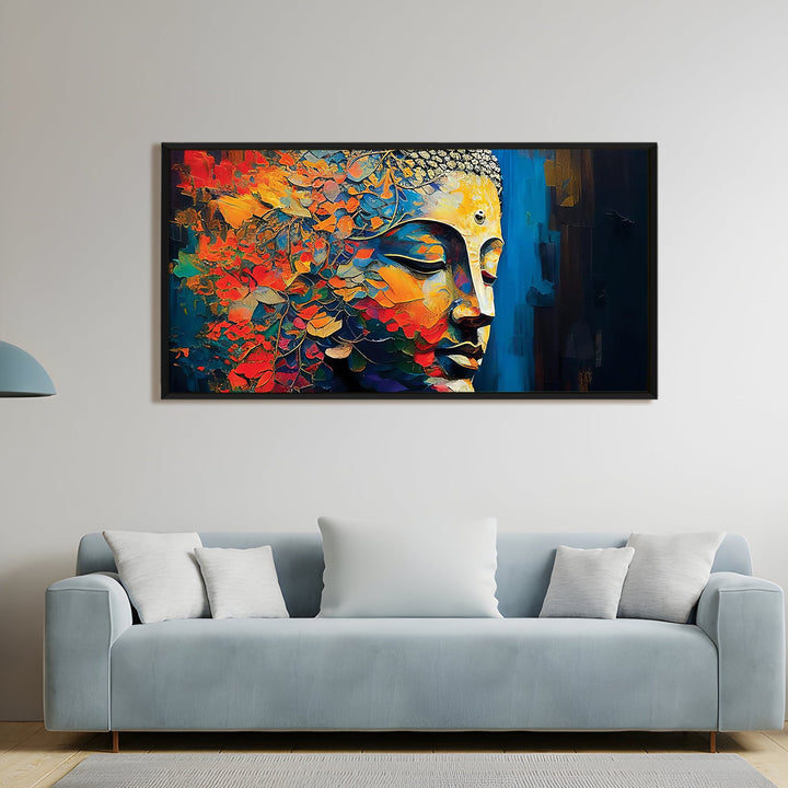 Lord Buddha Canvas Painting For Home Decor, Office walls and Hotels, Resorts Wall Decoration 24 inch x 48 inch (BDWA17)