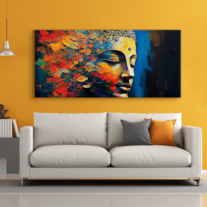 Lord Buddha Canvas Painting For Home Decor, Office walls and Hotels, Resorts Wall Decoration 24 inch x 48 inch (BDWA17)
