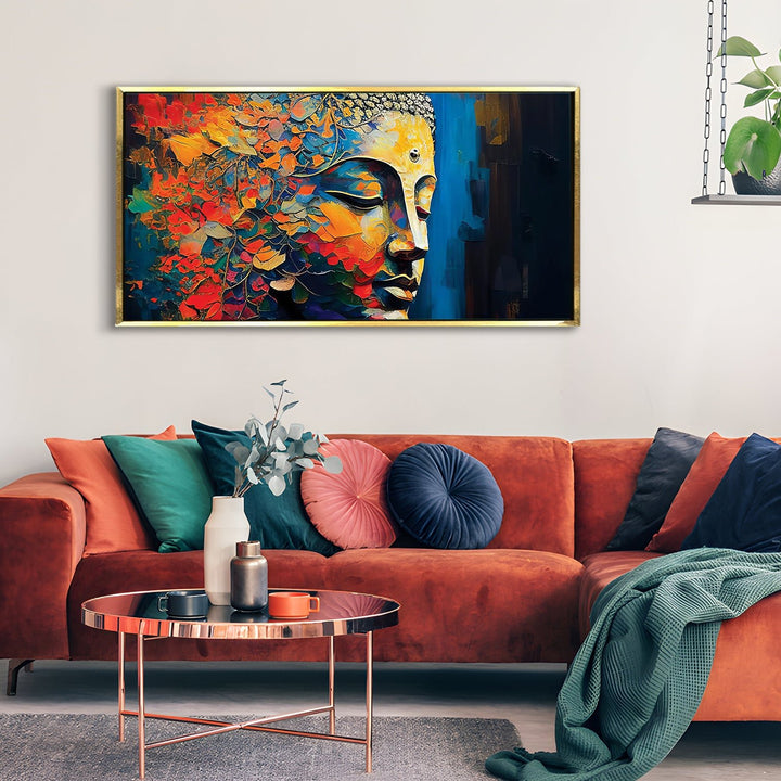 Lord Buddha Canvas Painting For Home Decor, Office walls and Hotels, Resorts Wall Decoration 24 inch x 48 inch (BDWA17)