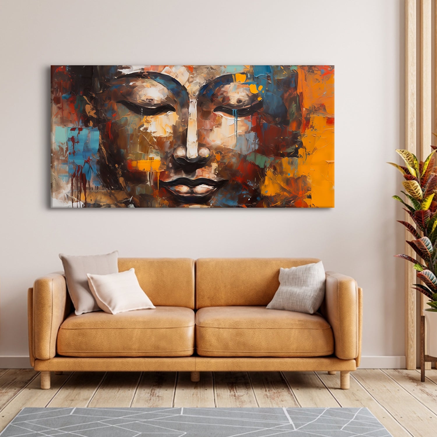 Lord Buddha Canvas Painting For Home Decor, Office walls and Hotels, Resorts Wall Decoration 24 inch x 48 inch (BDWA21)