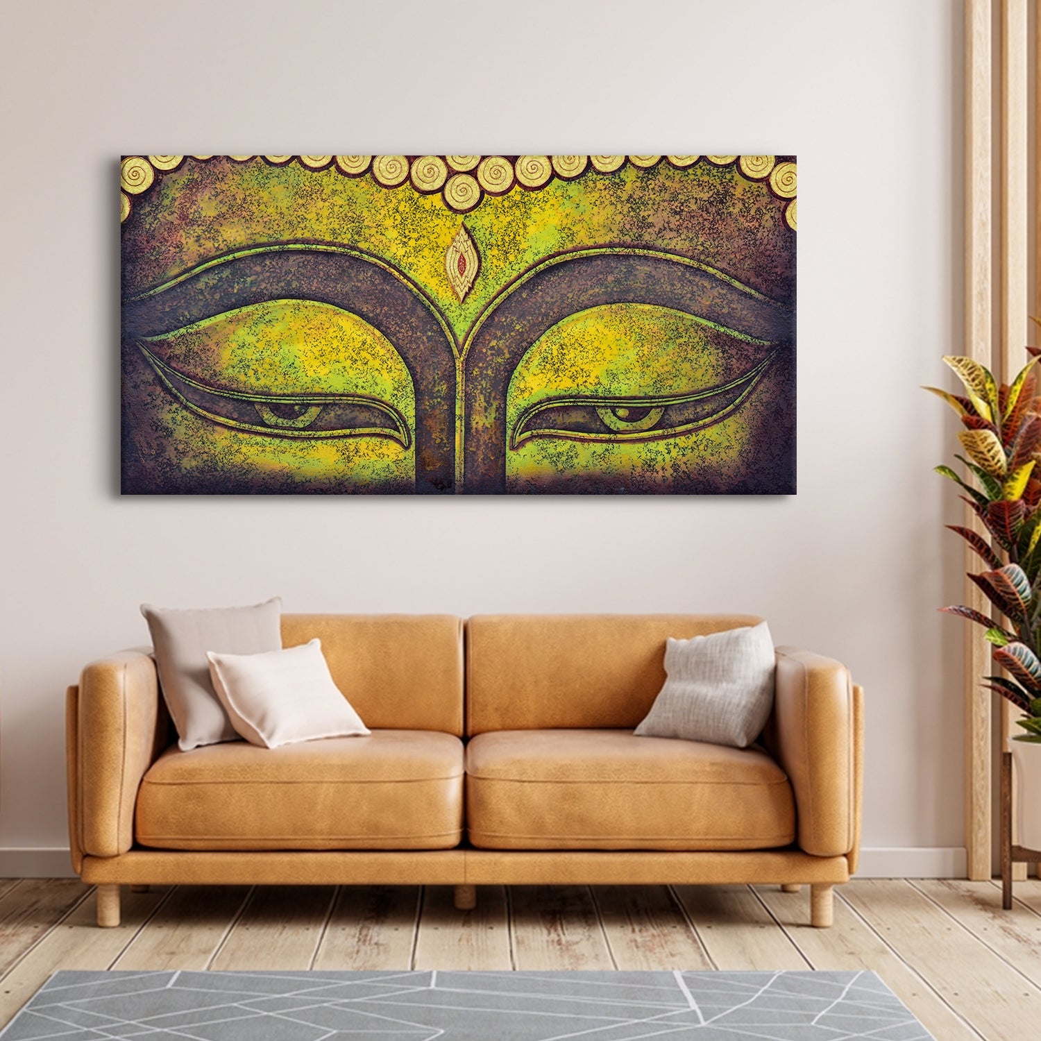 Lord Buddha Canvas Painting For Home Decor, Office walls and Hotels, Resorts Wall Decoration 24 inch x 48 inch (BDWA22)