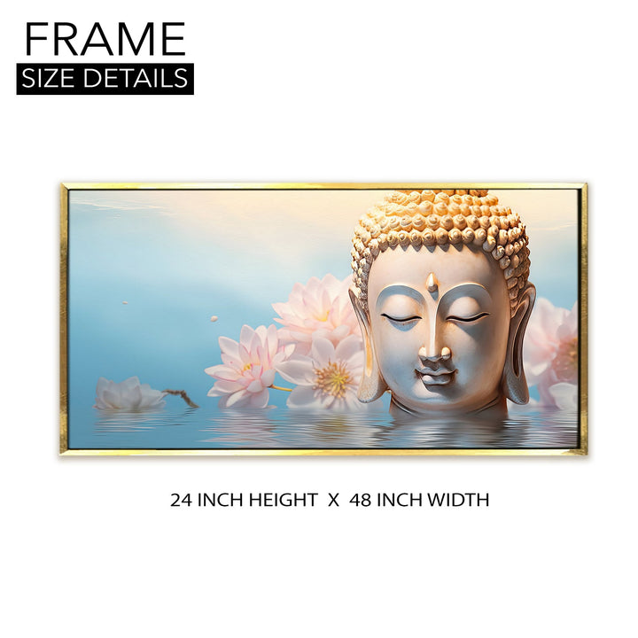 Lord Buddha Canvas Painting For Home Decor, Office walls and Hotels, Resorts Wall Decoration 24 inch x 48 inch (BDWA25)