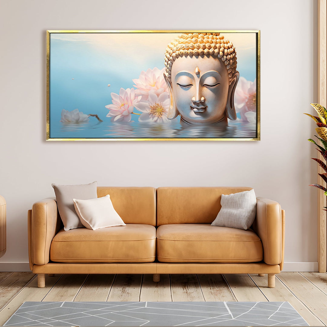 Lord Buddha Canvas Painting For Home Decor, Office walls and Hotels, Resorts Wall Decoration 24 inch x 48 inch (BDWA25)