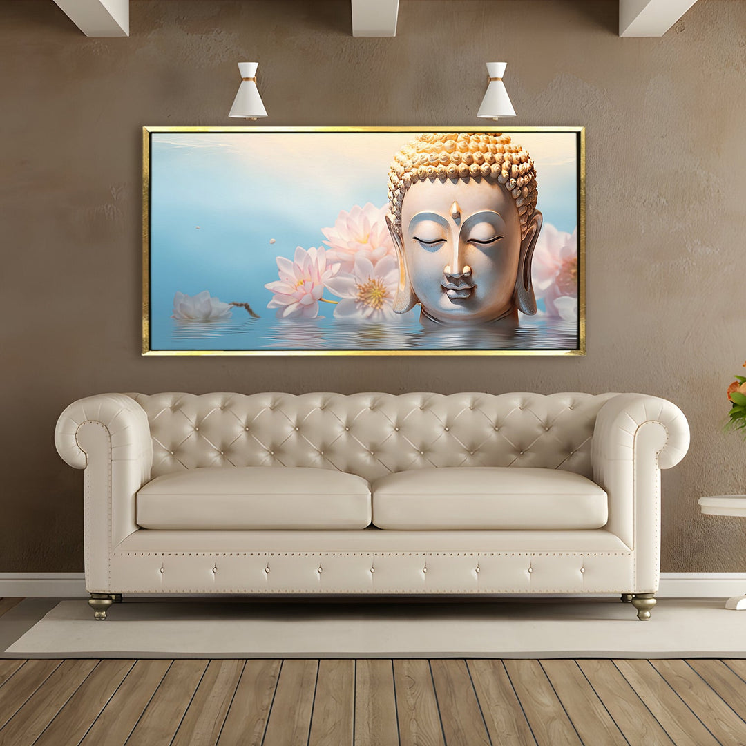 Lord Buddha Canvas Painting For Home Decor, Office walls and Hotels, Resorts Wall Decoration 24 inch x 48 inch (BDWA25)