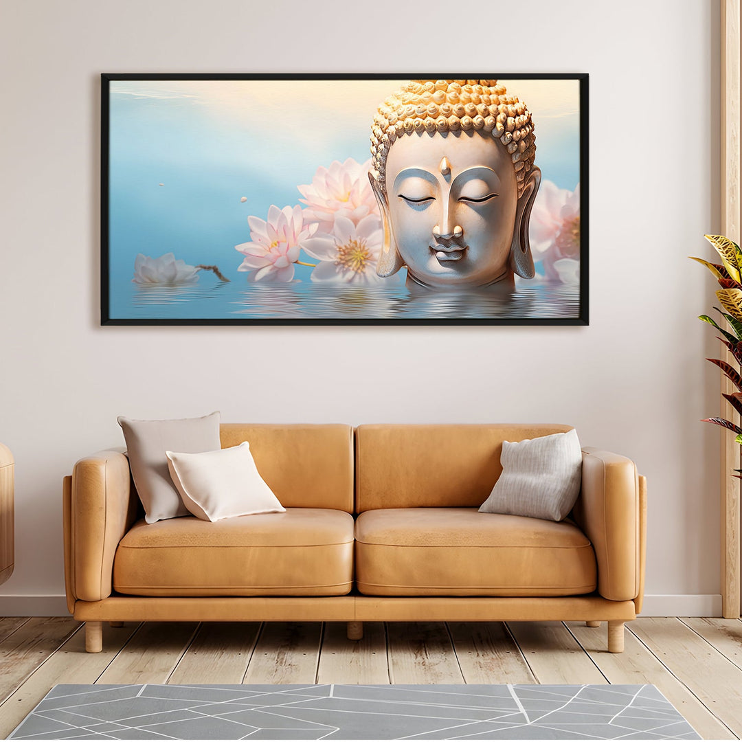 Lord Buddha Canvas Painting For Home Decor, Office walls and Hotels, Resorts Wall Decoration 24 inch x 48 inch (BDWA25)
