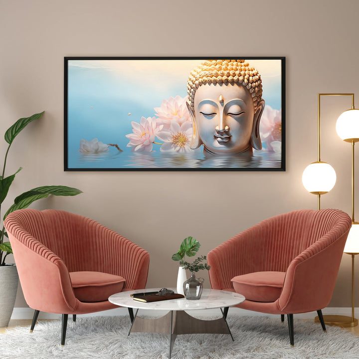 Lord Buddha Canvas Painting For Home Decor, Office walls and Hotels, Resorts Wall Decoration 24 inch x 48 inch (BDWA25)