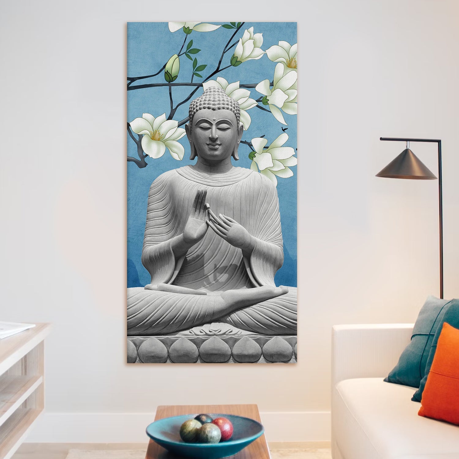 Lord Buddha Canvas Painting For Home Decor, Office walls and Hotels, Resorts Wall Decoration 24 inch x 48 inch (BDWA27)