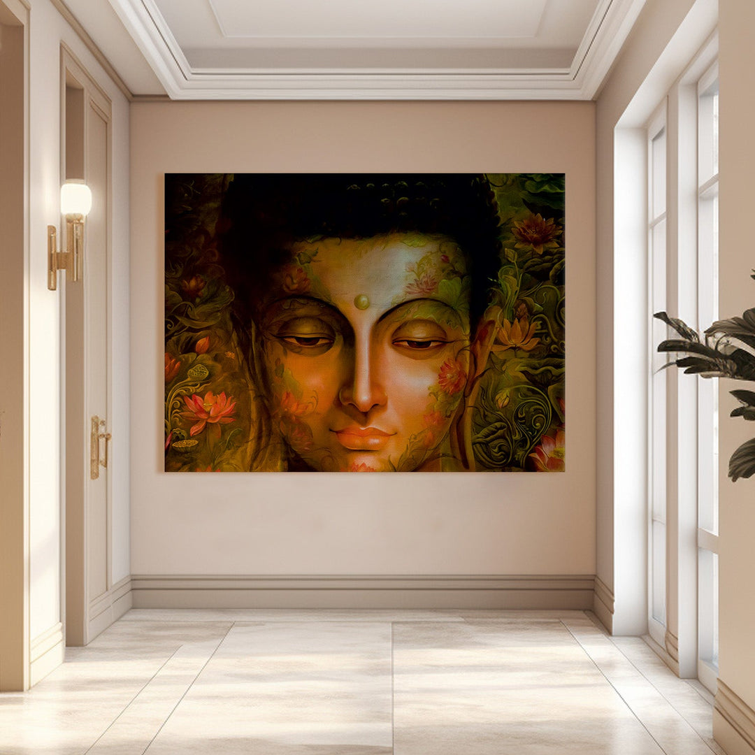 Lord Buddha Canvas Painting For Home Decor, Office walls and Hotels, Resorts Wall Decoration (BDWA03)
