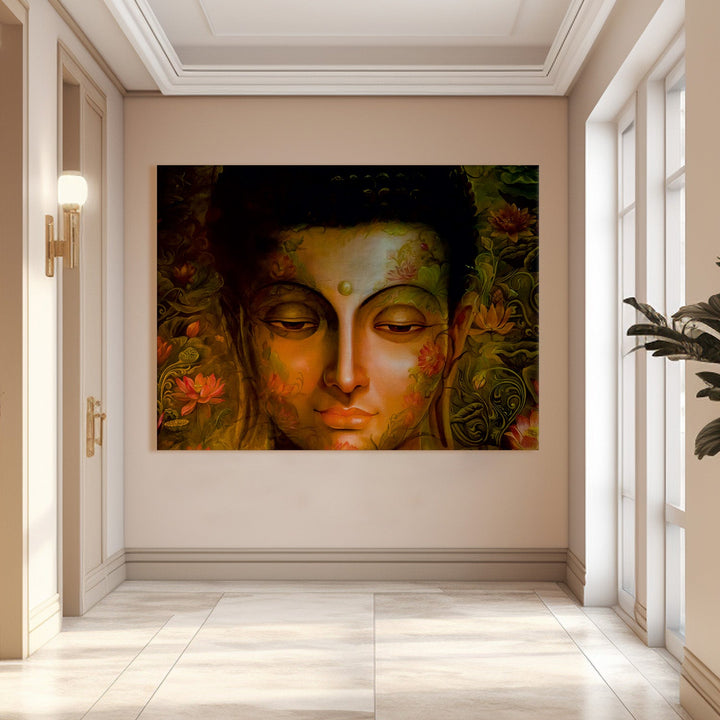 Lord Buddha Canvas Painting For Home Decor, Office walls and Hotels, Resorts Wall Decoration (BDWA03)
