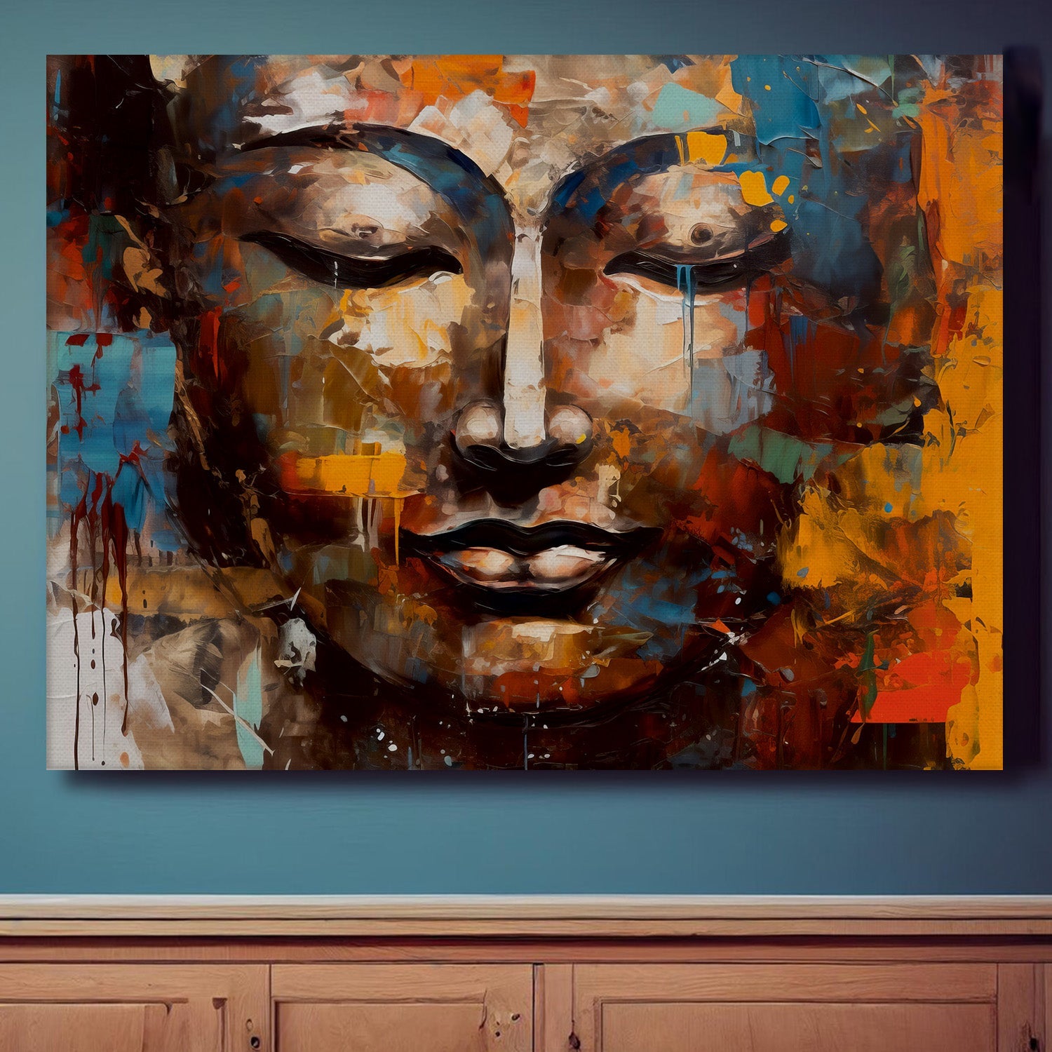 Lord Buddha Canvas Painting For Home Decor, Office walls and Hotels, Resorts Wall Decoration (BDWA04)