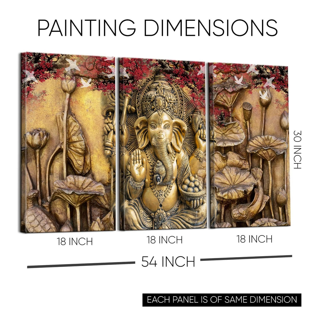 Lord Ganesha Canvas Painting For Living Room Wall Decoration(30X 54 Inch)