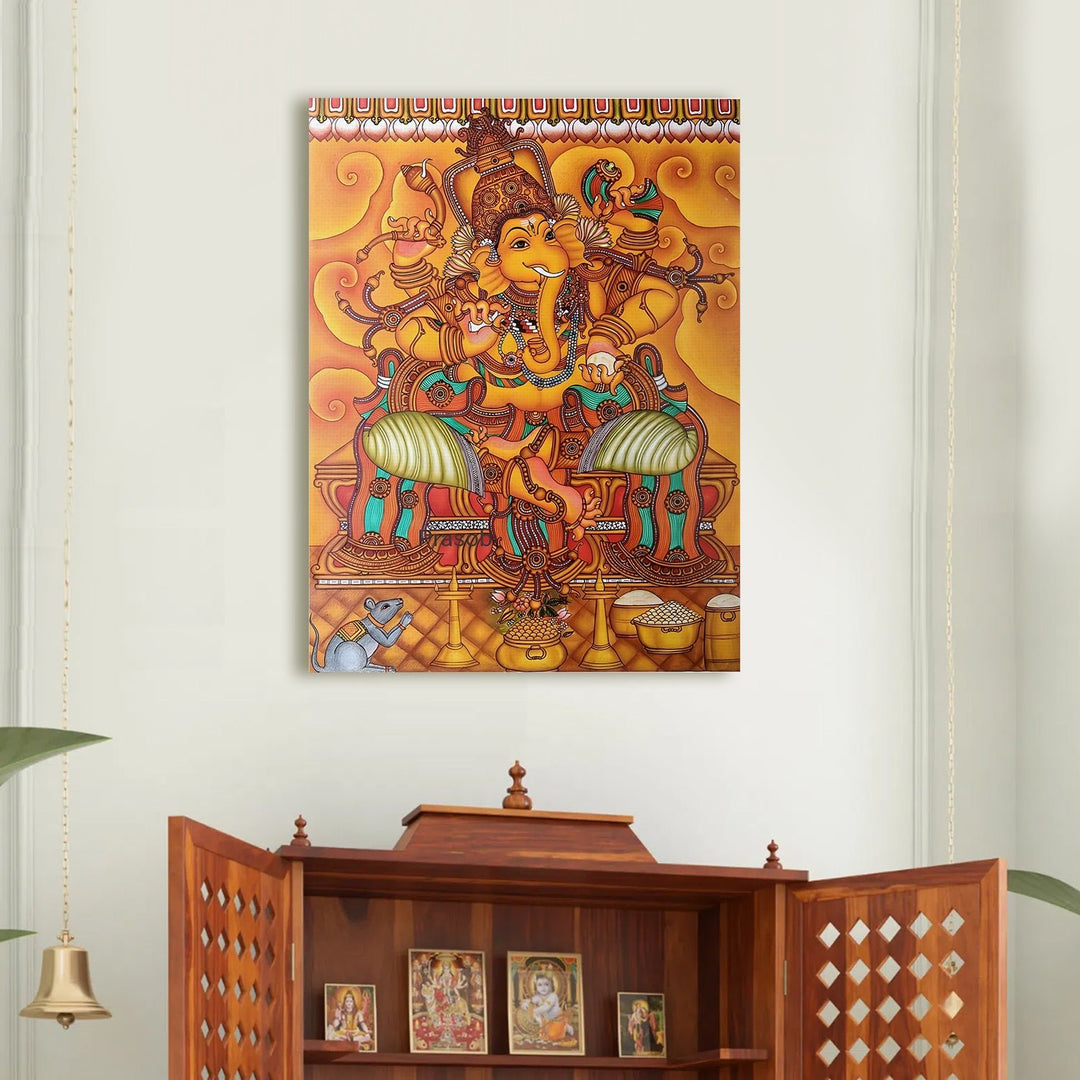 Lord Ganesha Canvas Painting Framed For Home and office Wall decoration