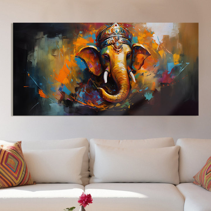 Lord Ganesha Canvas Painting Framed For Home and office Wall decoration