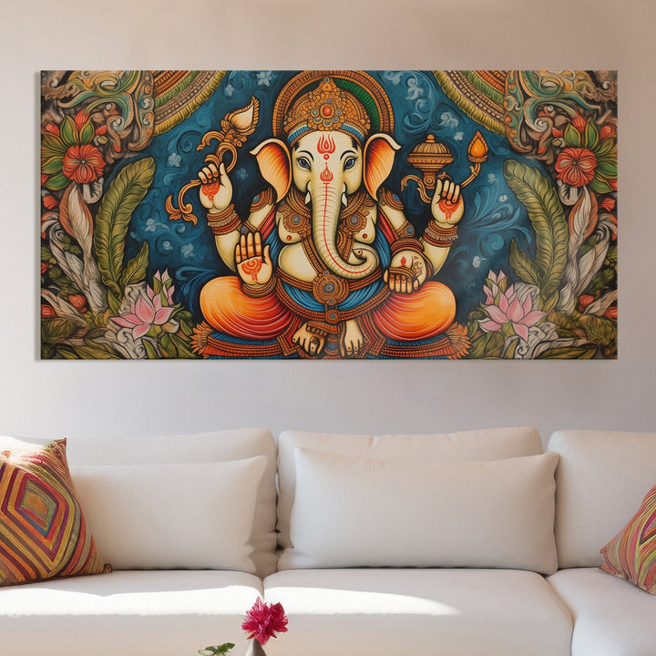 Lord Ganesha Canvas Painting Framed For Home and office Wall decoration