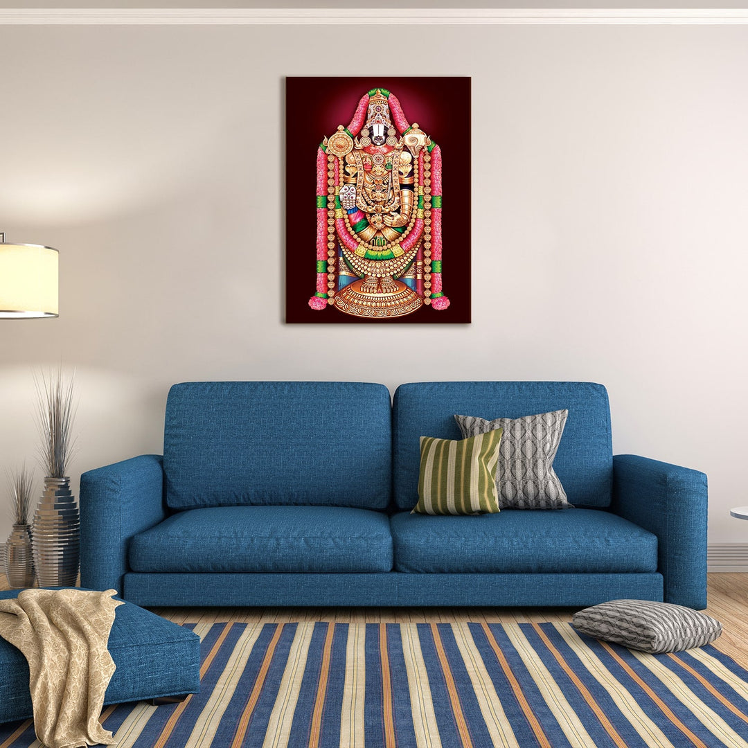 Lord Tirupati Sri Tirumala Balaji Venkateswara Canvas Painting Frame for Home and Office