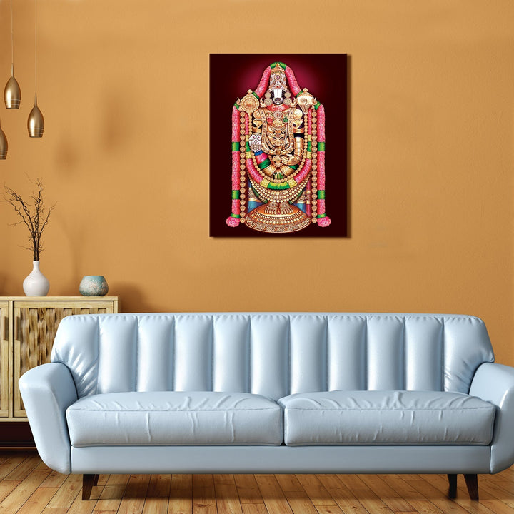 Lord Tirupati Sri Tirumala Balaji Venkateswara Canvas Painting Frame for Home and Office