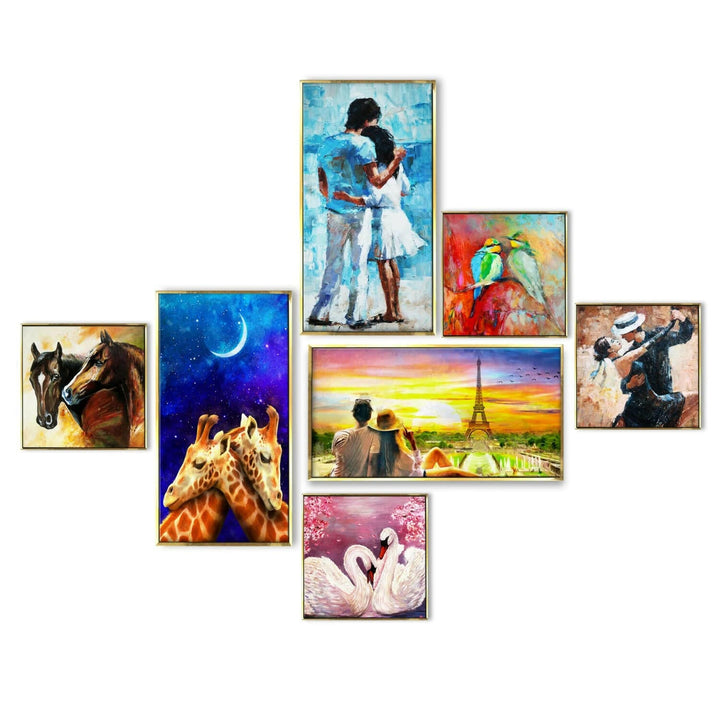 Love Canvas Floating Frame Collage Painting For Bedroom Wall Decoration