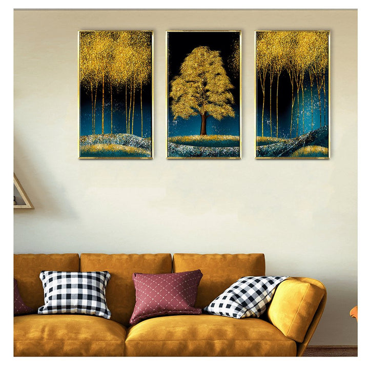 Luxury Golden Tree Canvas Painting Painting Framed For Living Room Wall Decoration