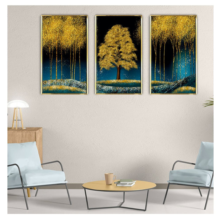 Luxury Golden Tree Canvas Painting Painting Framed For Living Room Wall Decoration