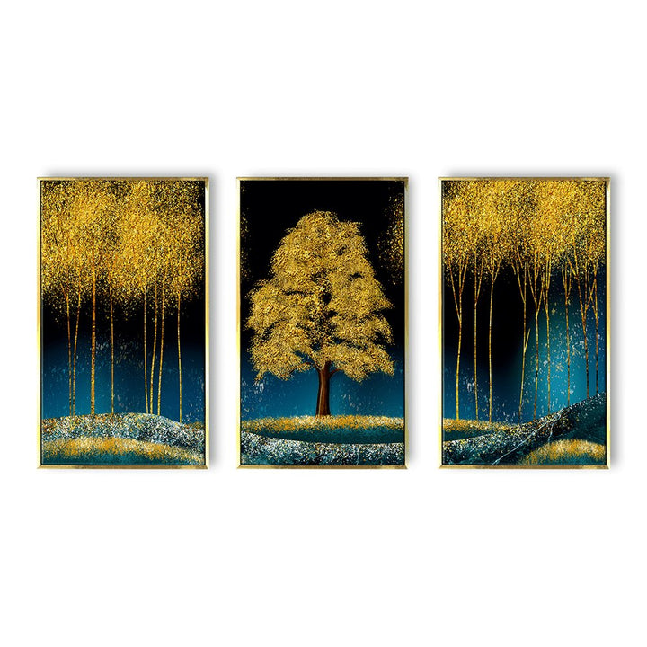 Luxury Golden Tree Canvas Painting Painting Framed For Living Room Wall Decoration