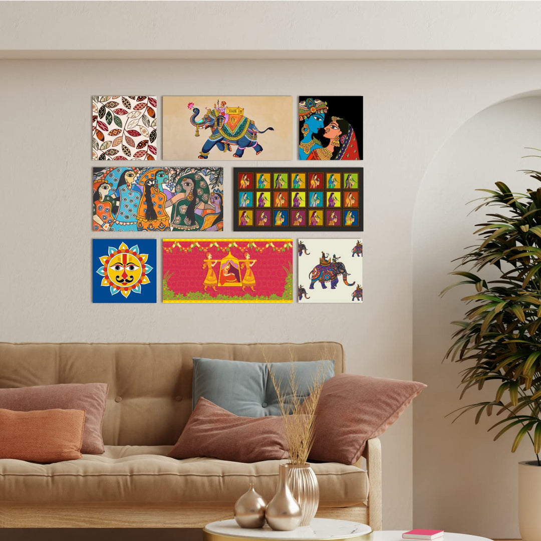 Madhubani Canvas Painting Frame For Living Room and Hotel Wall Decoration