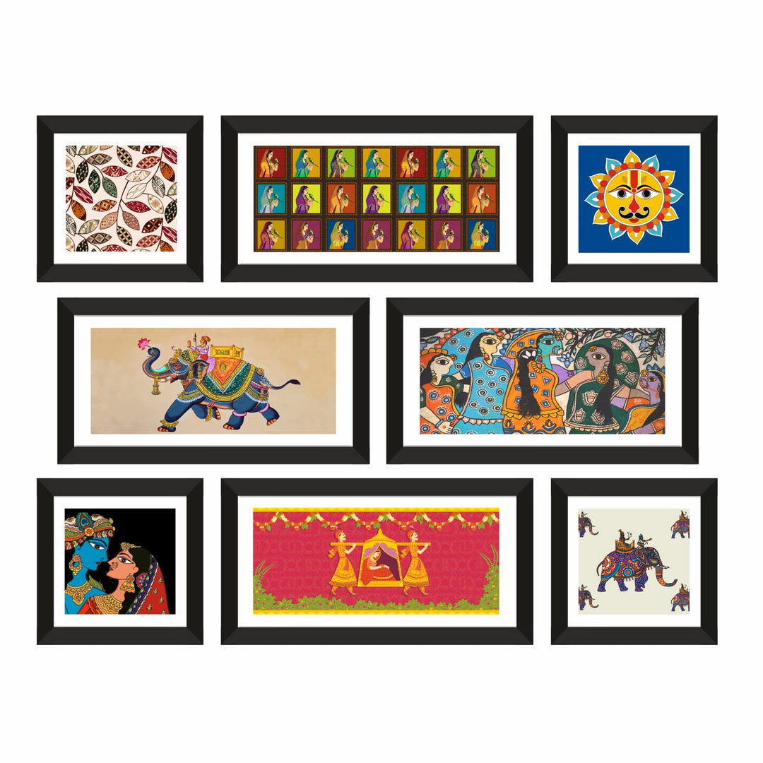 Madhubani Canvas Painting Framed For Home and Office Wall Decoration