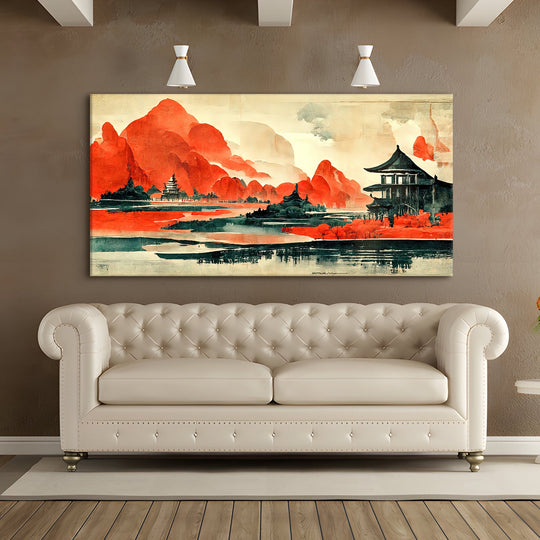 Hand-Painted Wood Framed Abstract Design Canvas