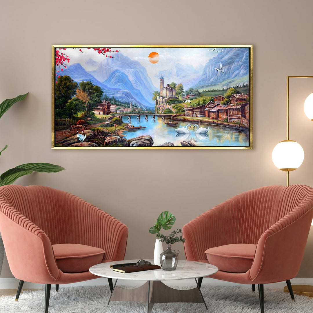 Mesmerising Landscapes Art Large Canvas Paintings. Framed Digital Reprints of Famous and Vibrant Artwork (LDWA18)