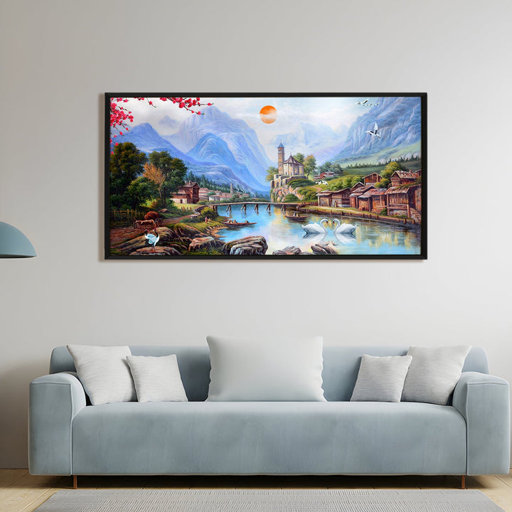 Mesmerising Landscapes Art Large Canvas Paintings. Framed Digital Reprints of Famous and Vibrant Artwork (LDWA18)