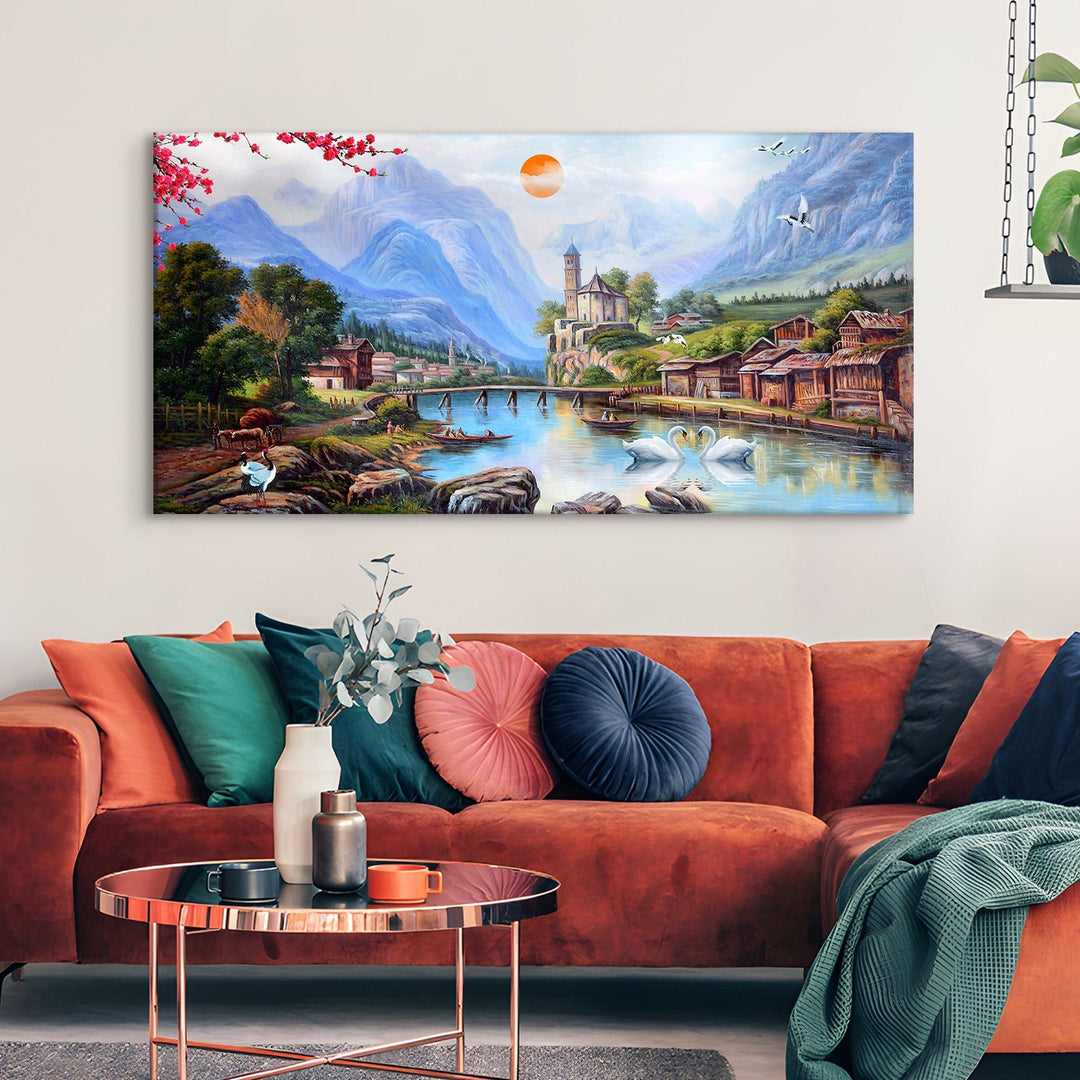 Mesmerising Landscapes Art Large Canvas Paintings. Framed Digital Reprints of Famous and Vibrant Artwork (LDWA18)