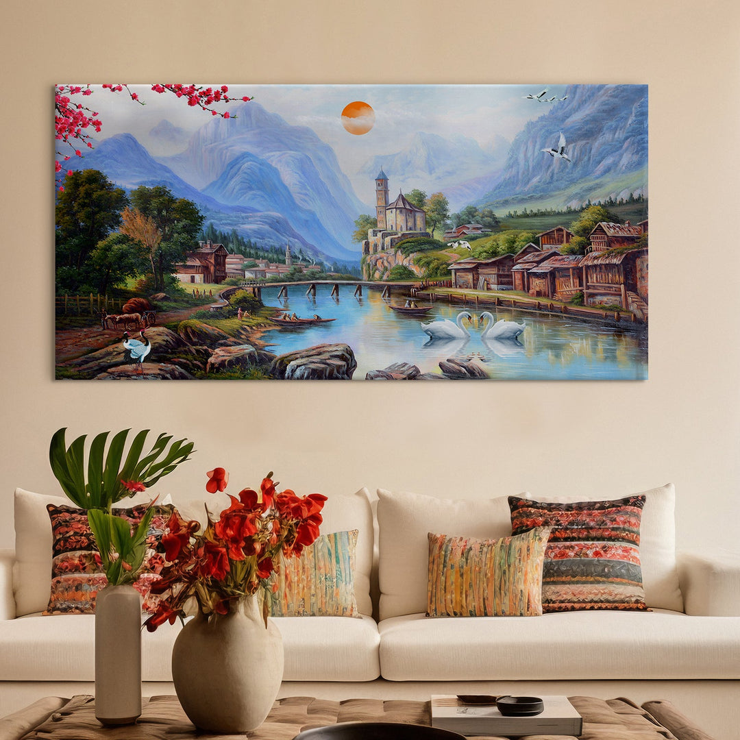 Mesmerising Landscapes Art Large Canvas Paintings. Framed Digital Reprints of Famous and Vibrant Artwork (LDWA18)