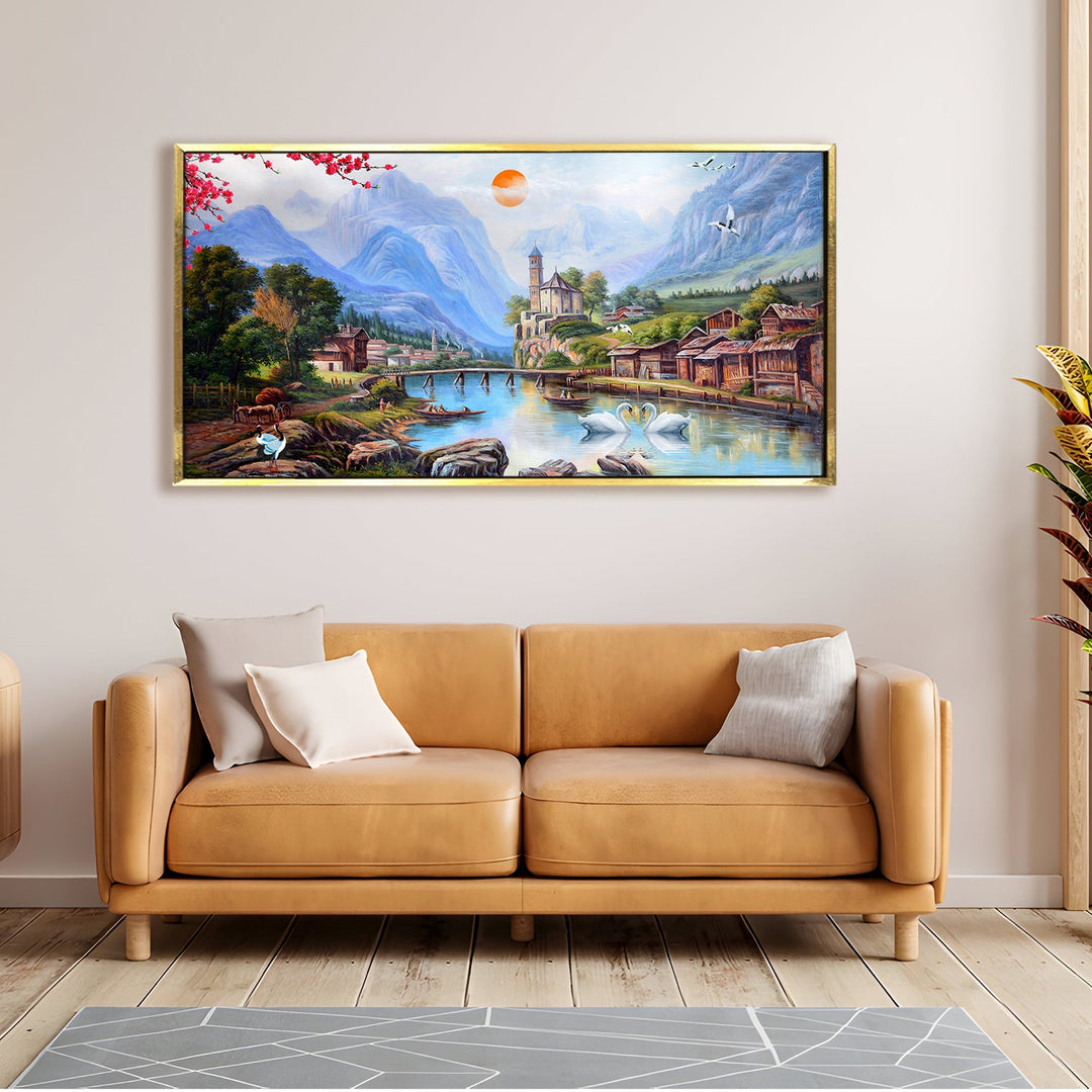 Mesmerising Landscapes Art Large Canvas Paintings. Framed Digital Reprints of Famous and Vibrant Artwork (LDWA18)