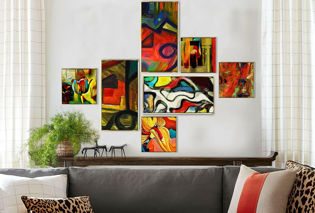 Abstract mirror painting collage on 2024 plexiglass original artwork framed Window or Wall deco