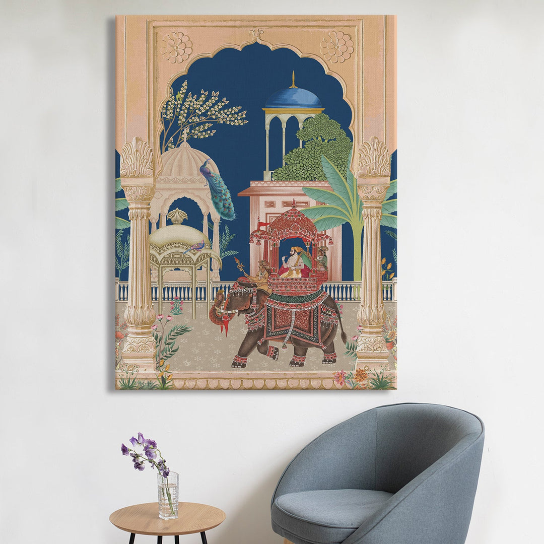 Mughal Canvas Painting For Home Decor and Hotels Wall Decoration