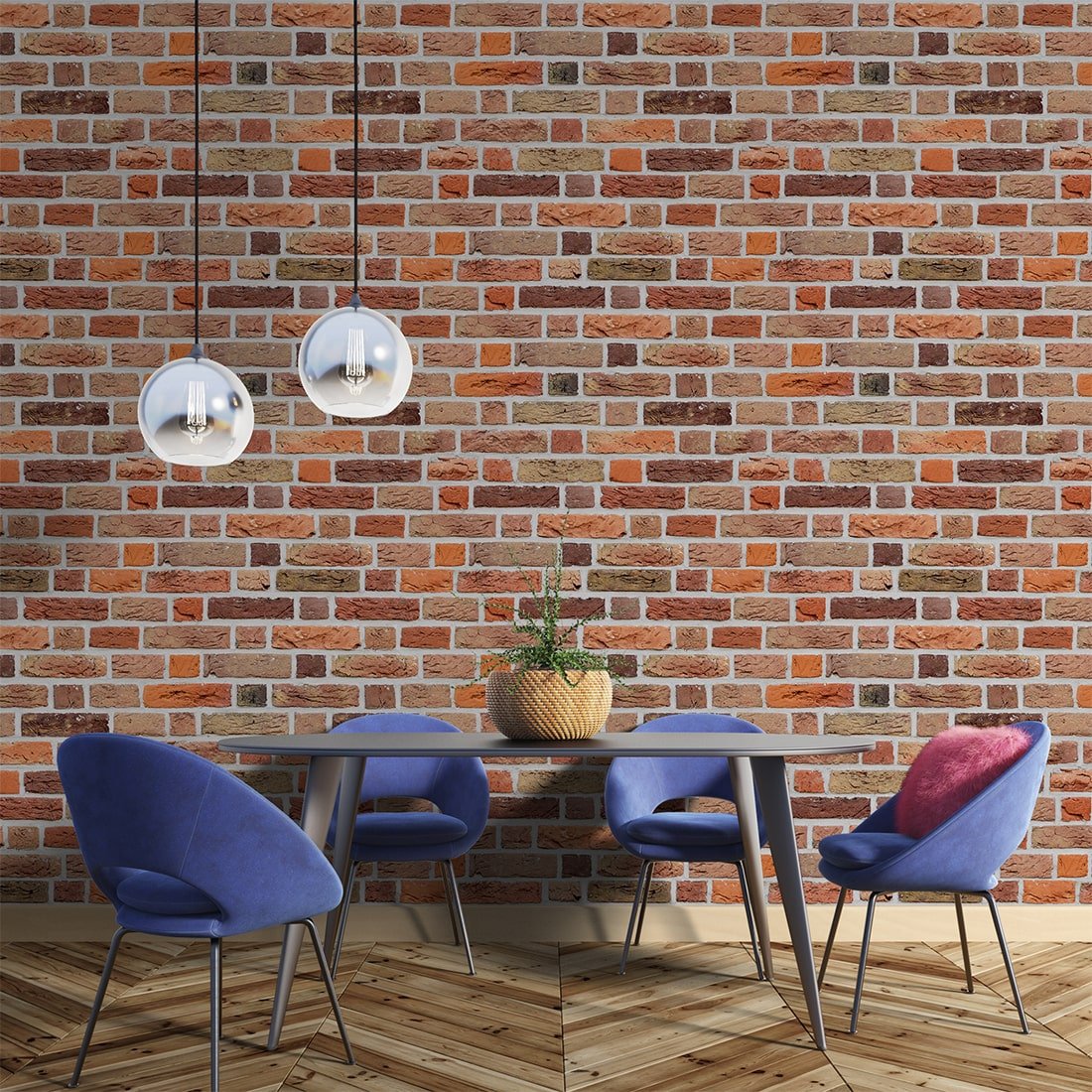 Multicolor Brick Pattern Wallpaper for Hotel and Café Wall Decoration