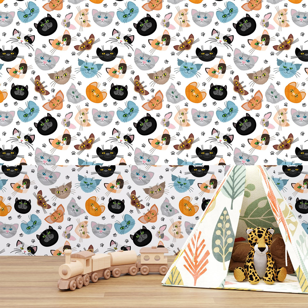 Multicolor Cats Wallpaper For Children's room home decor